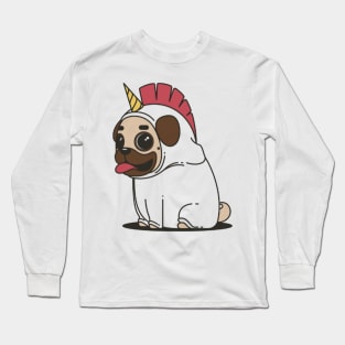 Pug Unicorn Sticker Design Cute Dog Long Sleeve T-Shirt